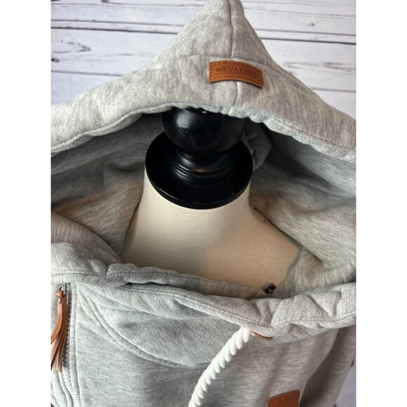 Wanakome Athena Hoodie Pullover Sweatshirt size Small Shacket Asymmetrical Gray - Picture 4 of 12